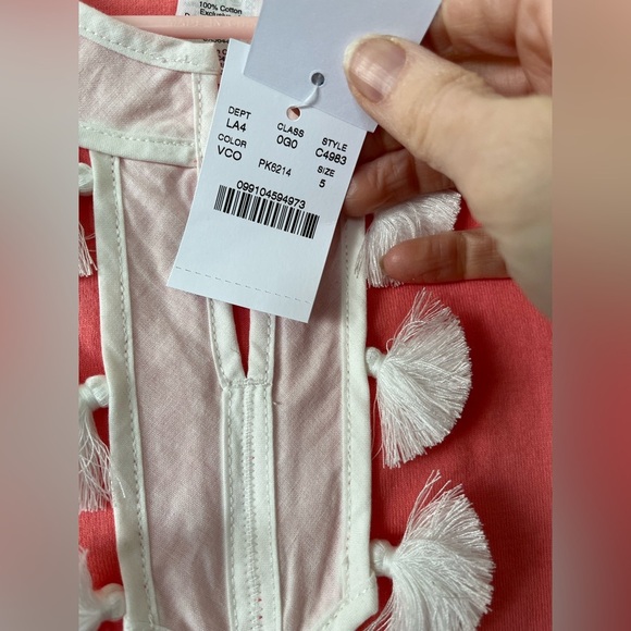 J Crew crewcuts size 5 coral t shirt dress with tassels, NWT - Picture 3 of 9